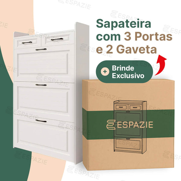 Sapateira com 3 Portas e 2 Gavetas + Brinde