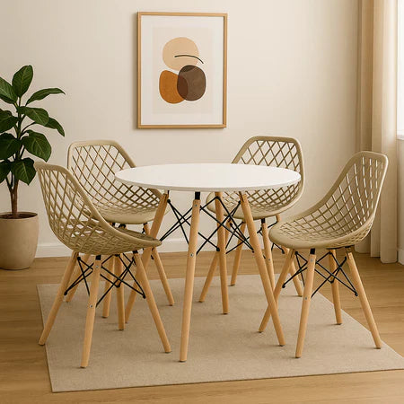 Conjunto Mesa Eames 90cm + 4 Cadeiras Kaila – Design Escandinavo
